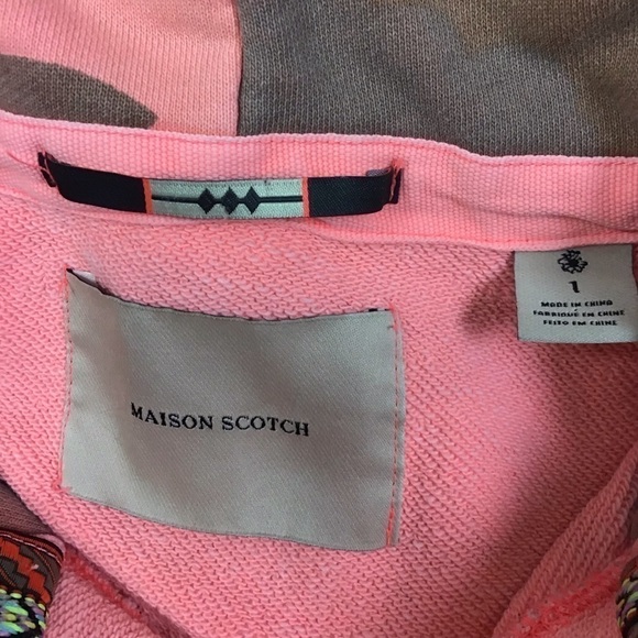 MAISON Scotch Pink Camo Hoodie Sweatshirt with Skull Ties Size Small - Picture 2 of 11